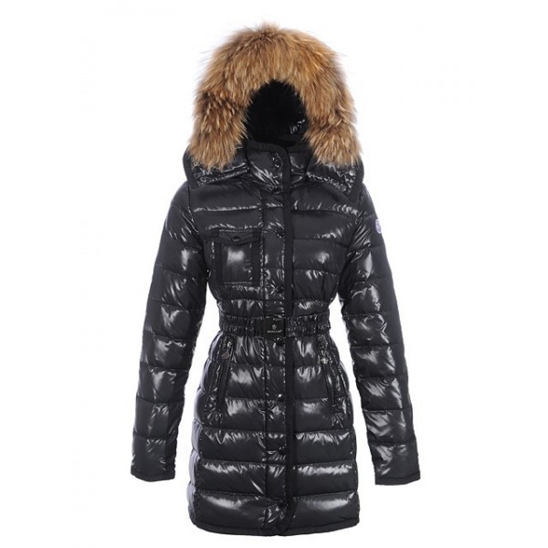 Moncler Moda a lungo caldo Donna cappotti con pelliccia Cappuccio e Cintura uscita Moncler Moda a lungo caldo Donna cappotti con pelliccia Cappuccio e Cintura uscita